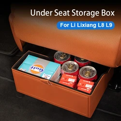 Under Seat Storage Organizer Box for Li Lixiang L8 L9 2022 2023 2024 Car Rear Row Leather Felt Tray Hidden Storage Box Trash Can