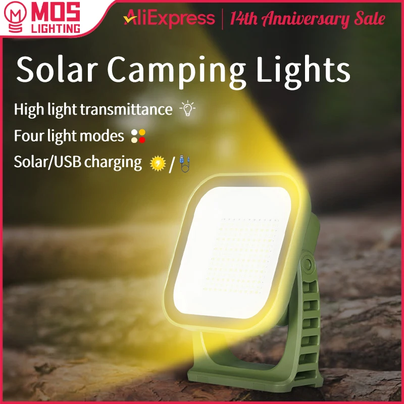 MOSLIGHTING Solar Rechargeable Floodlight Work Maintenance Emergency Lights Cool Camping Gear Lantern Flashlights LED Outdoor