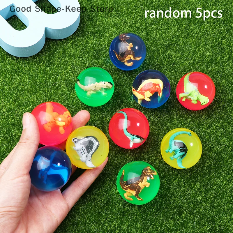 1/5Pcs Bouncy Ball Toys With Inside Mini Dolls 42mm Diameter Kid Birthday Party Favors Gifts For Guests Rubber Bouncing Ball