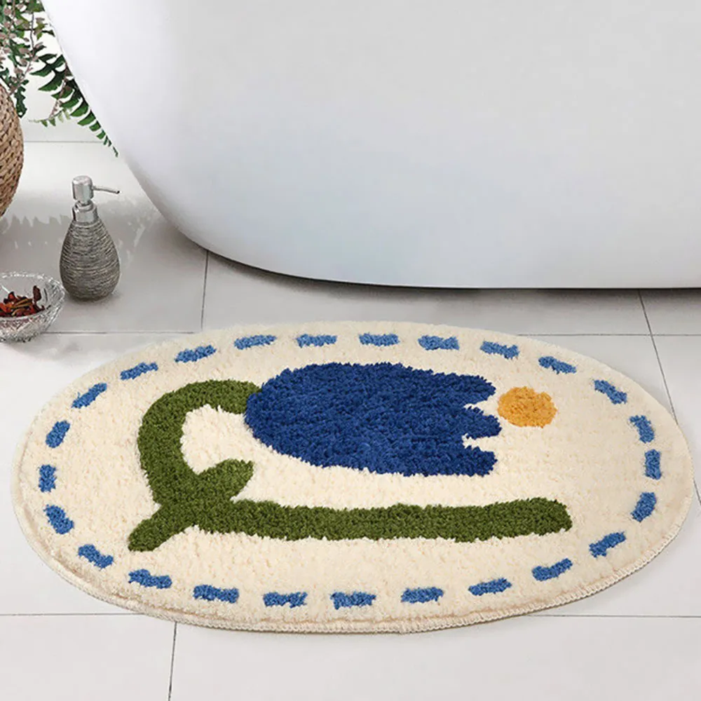 Cartoon Carpet Bathroom Long Plush Warm Carpet Water absorption Non-slip Cute Plants Animal Mat Rug Bedroom Mat