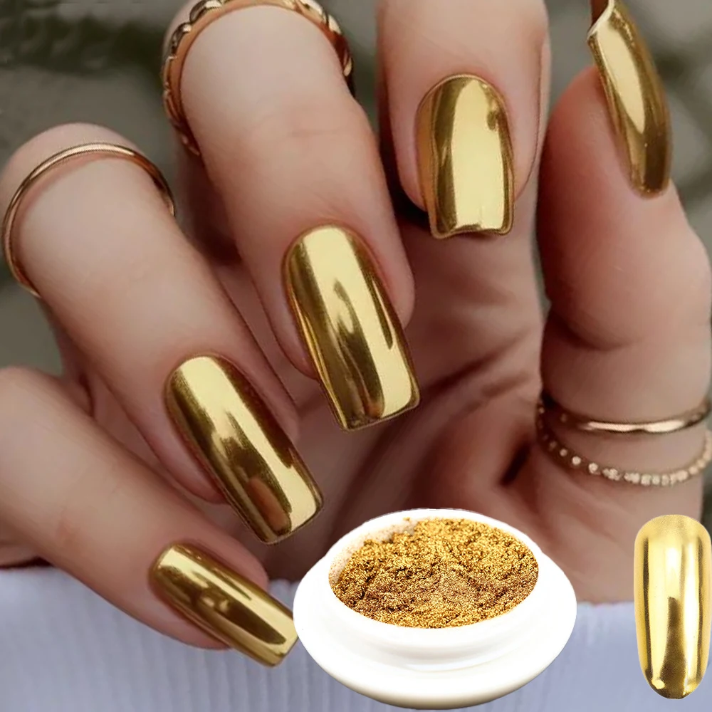 1Jar Spiegel-Schwarz-Chrom-Nagelpuder, metallisch glänzendes Nagelglitzer-Staub, Y2K Magic Mirror Super Bright Nagelpigment # F – Detail 2