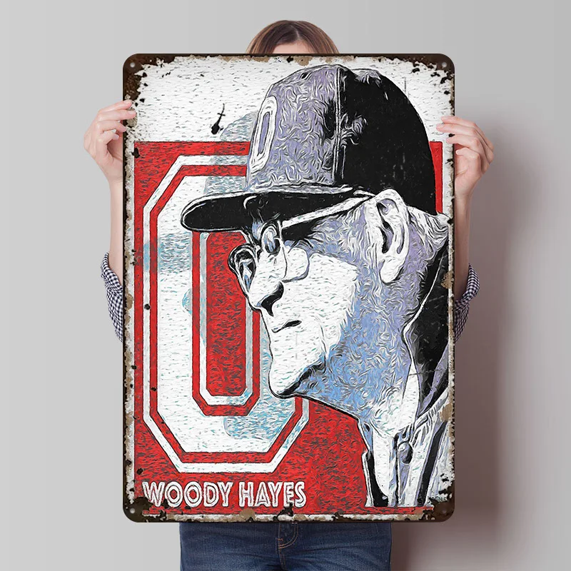المدرب وودي هايز علامة معدنية جدار ملصق فني الزاوية القهوة بار اكسسوارات كرة القدم القصدير علامات للديكور المنزل ديكور الحمام