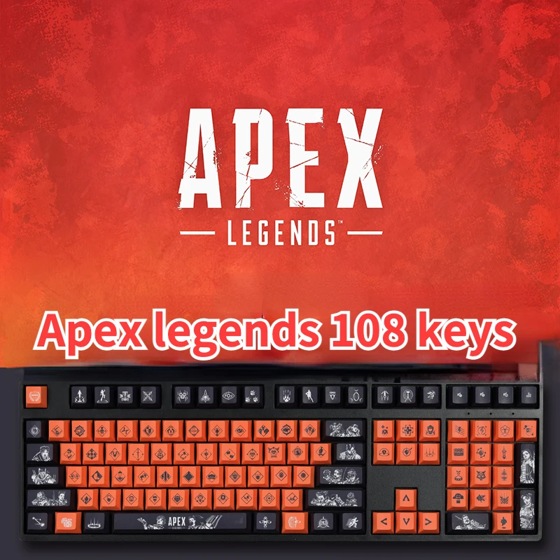 Apex legends 108 مفاتيح PBT صبغ التسامي Keycap الأحمر والأسود أنيمي المفاتيح لوحات المفاتيح الألعاب الميكانيكية