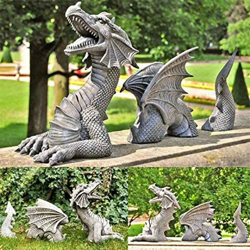 

Dragon Sculptures Resin Giant Lawn Sculpture Gothic Fantasy Dragon Figures Art Garden Patio Lawn Statues Furnishings Decoration