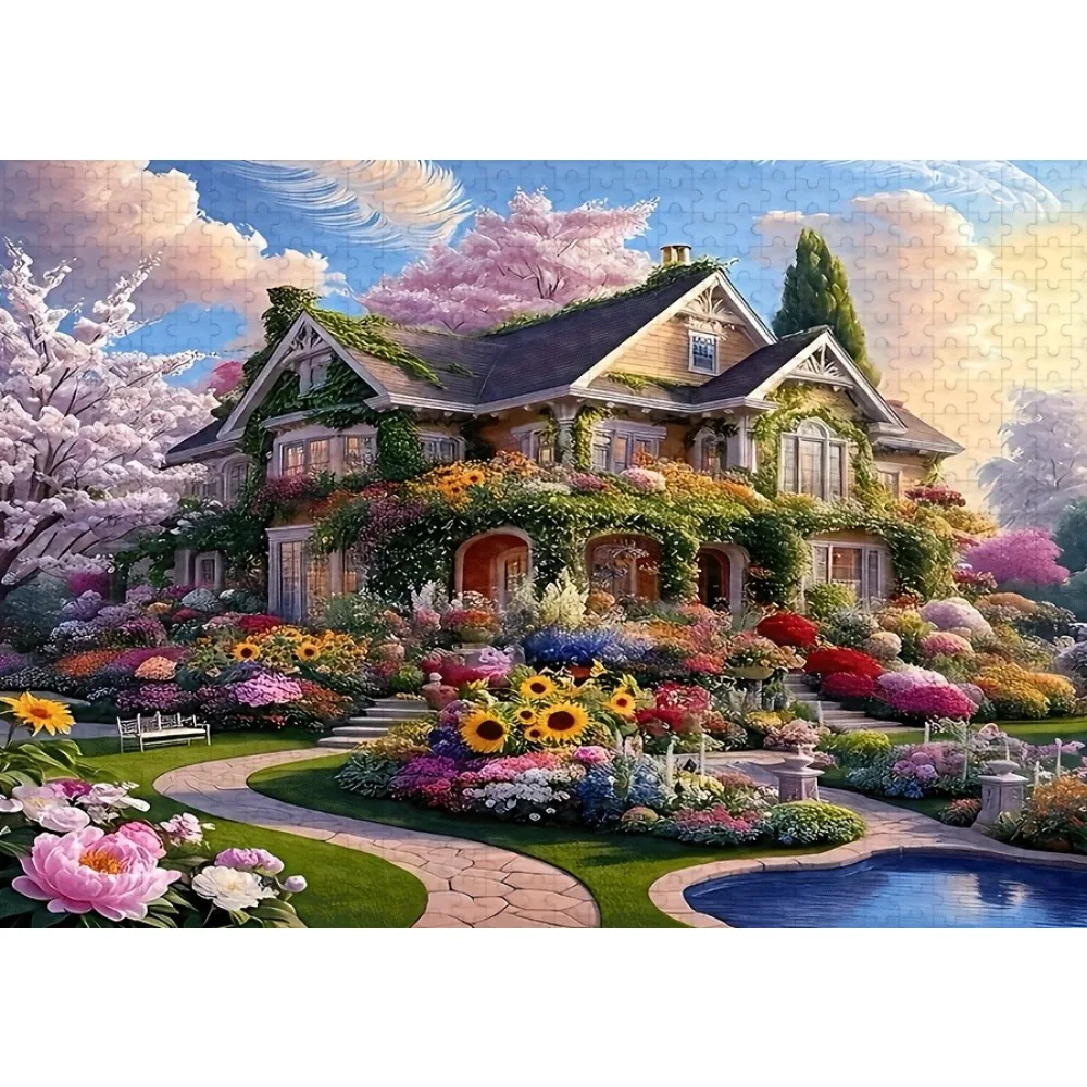 

1 Box 500/1000/1200/2000PCS Puzzle for Adult The House in The Garden Jigsaw Both Challenging and Fun Home Decoration
