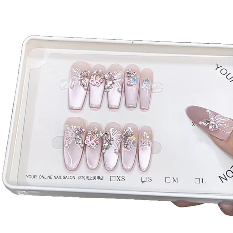 

Pure handmade nail wear summer new colorful butterfly zircon diamond butterfly temperament cat's eye nail patch