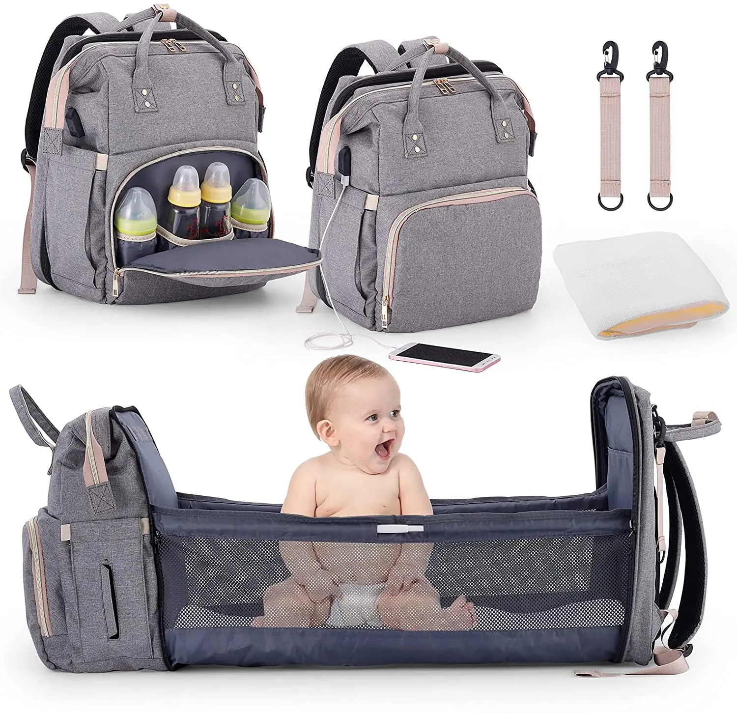 

Baby Nappy Bag Mummy Large Capacity Stroller Bags Multi Waterproof Outdoor Travel Diaper Backpack Baby Care Women Nursing Bag