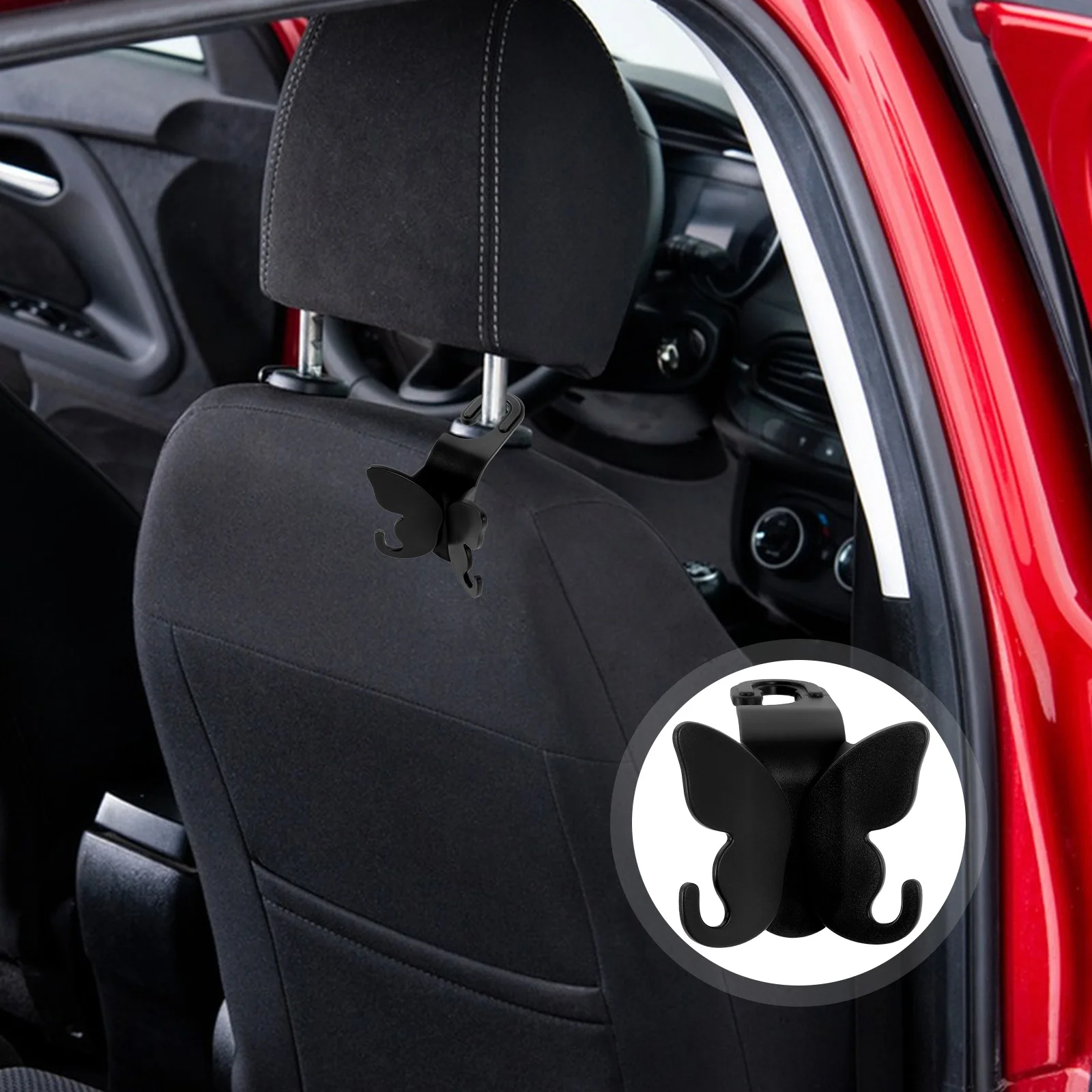 

2Pcs Universal Car Seat Headrest Hooks Multifunctional Hangers for Purse Bag Umbrella Easy Installation Durable ABS