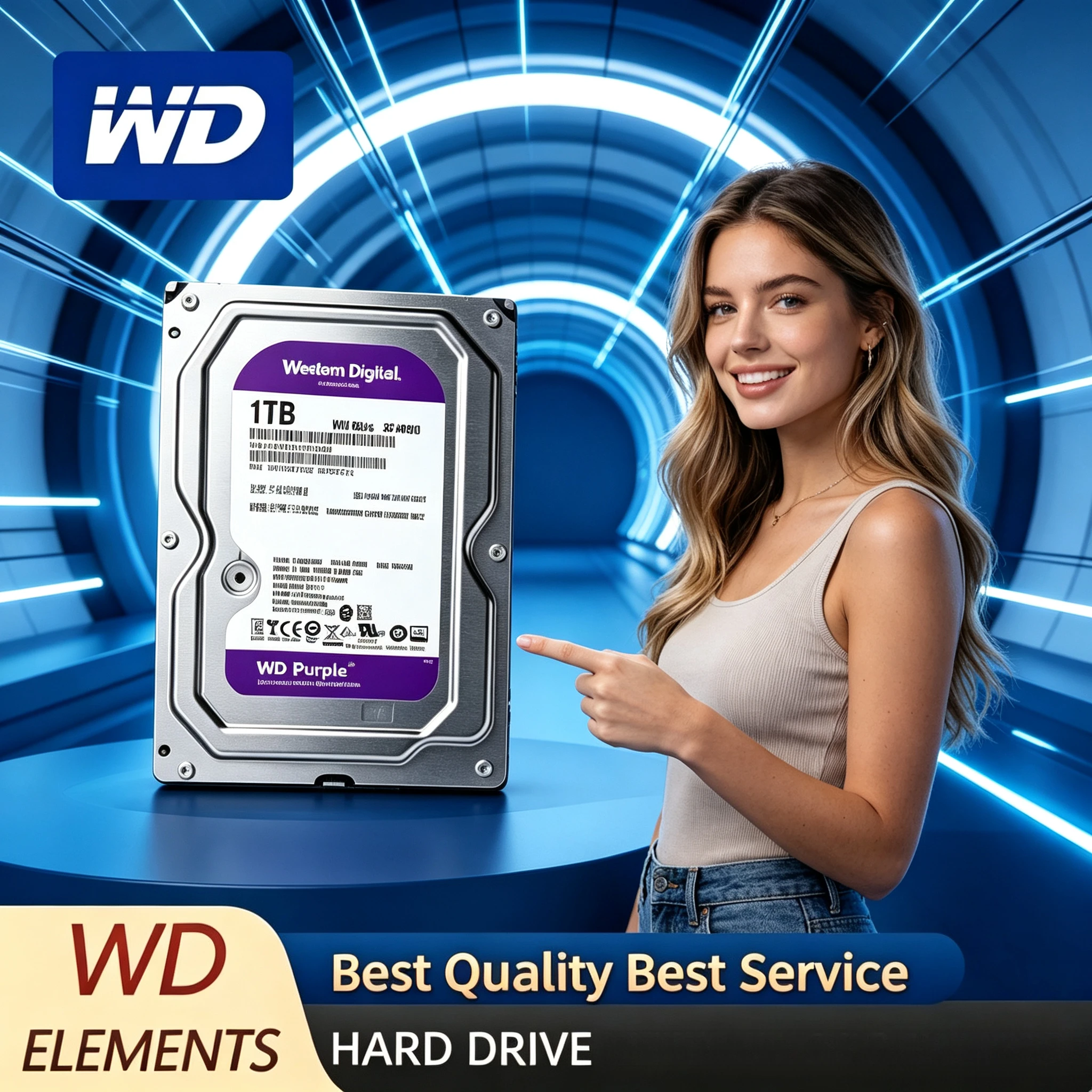 WD Purple Surveillance Internal Hard Drive 3.5-inch 64MB Cache SATA III 6Gb/s 1TB 2TB 3TB 4TB 6TB 8TB for CCTV DVR NVR