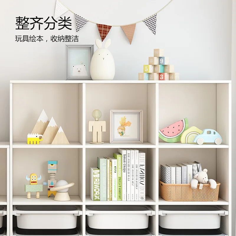 Children's room storage cabinet Bookcase toy cabinet Solid wood baby finishing box Large capacity multi-layer shelf B