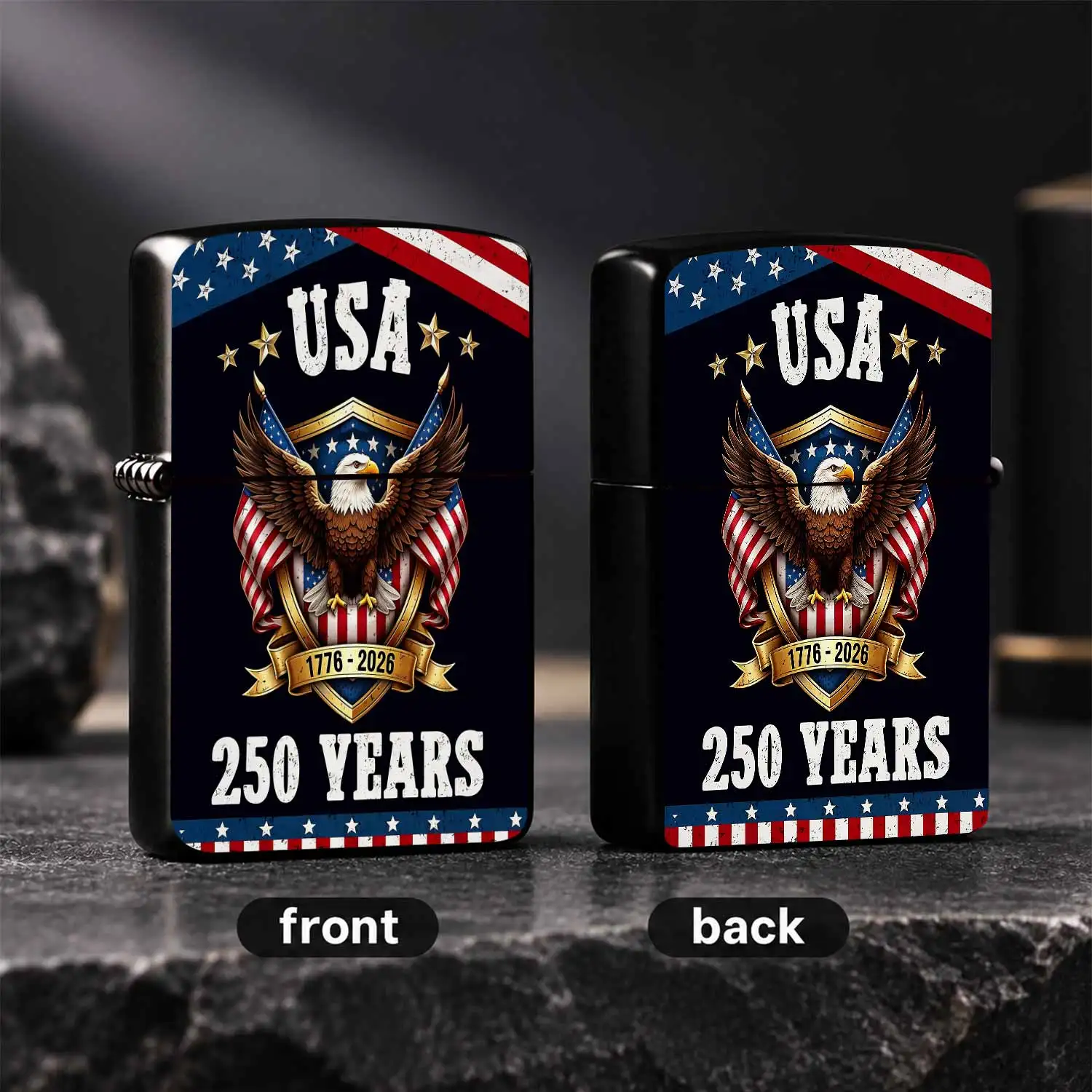 Patriotic Usa 250Th Anniversary Lighter 1776-2026 Bald Shield Design Classic Commemorative Portable Lighter For Daily Camping Outdoor Gatherings All Scenarios Durable Patriotic Keepsake Gift For Us History Lovers A Humorous And Interesting