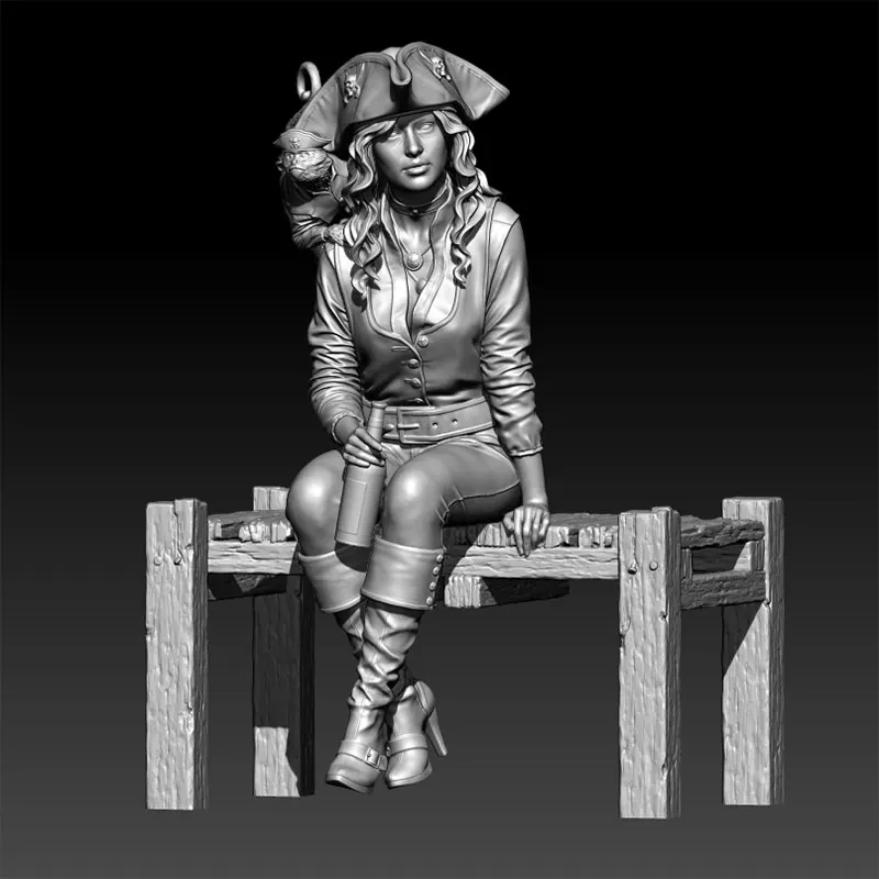 feminino pirata capitao figura unpainted resin modelo kit 124 118 rw1308 01