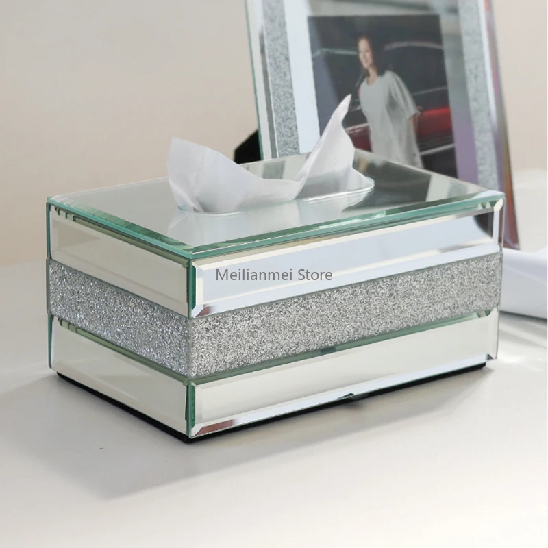 Living room handkerchief box high value luxury desktop creativity and a sense of breakthrough high-end glass tissue boxes