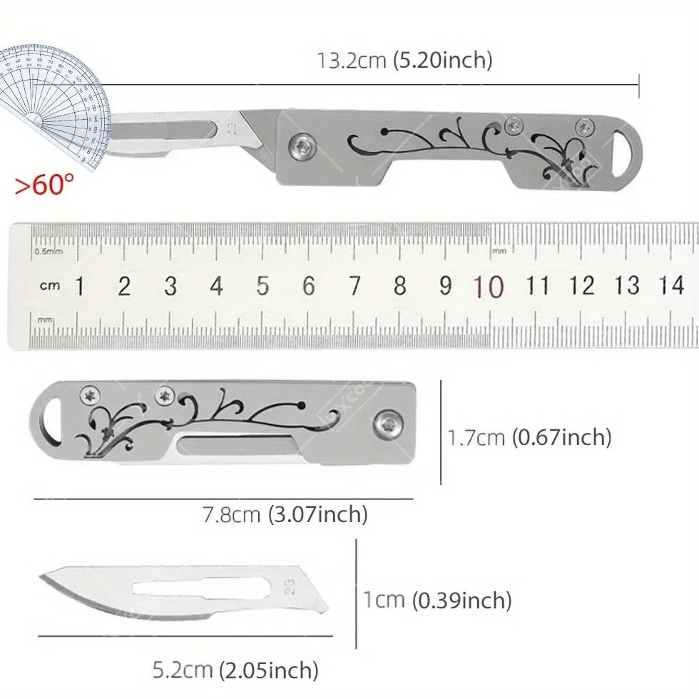 Folding Knife Stainless Steel Pocket Knife with Replaceable Blades, Sharp Hobby Knife Craft Knife Kit Knife Engineering Knife