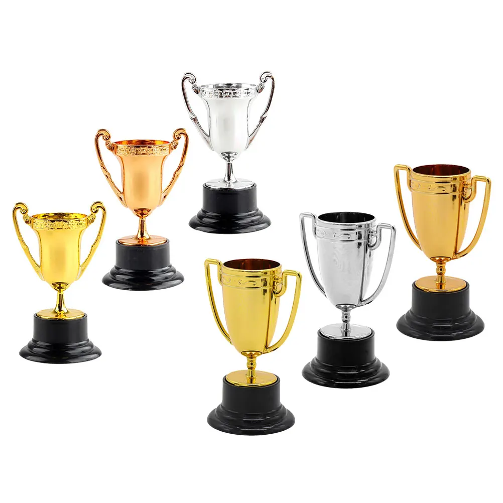 

6pcs Mini Trophies Child Decorations Plastic Engraved Ornaments Small Trophy Simulation Kid Portable Prop Memorabilia Team