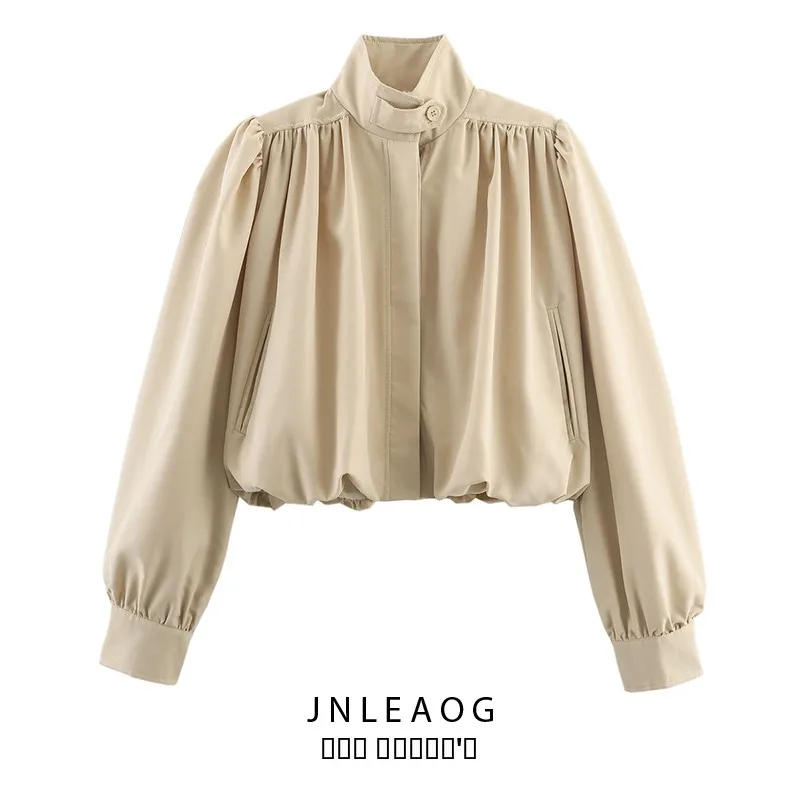 

JNLEAOG Осенняя новинка: Женская модная плиссированная куртка-жакет с оригинальным дизайном, из полиэстера, с длинными пуговицами