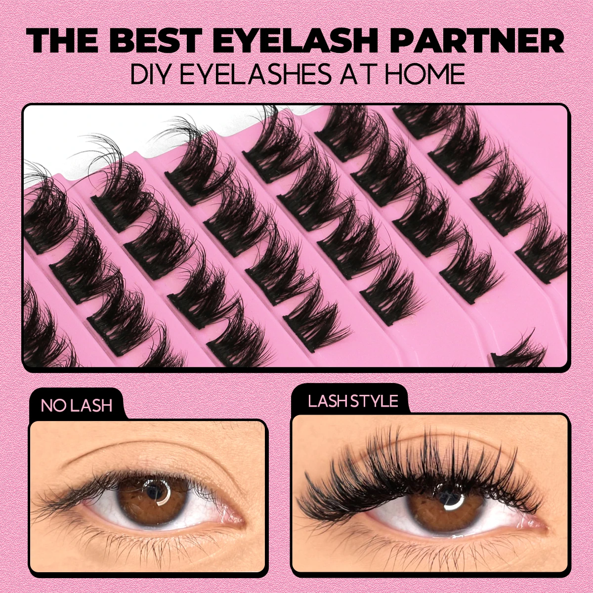 Lasvirey Ciglia a grappolo fai-da-te Estensione ciglia individuali Vassoio misto Volume naturale Ciglia finte visone Manga Lash Cluster Trucco