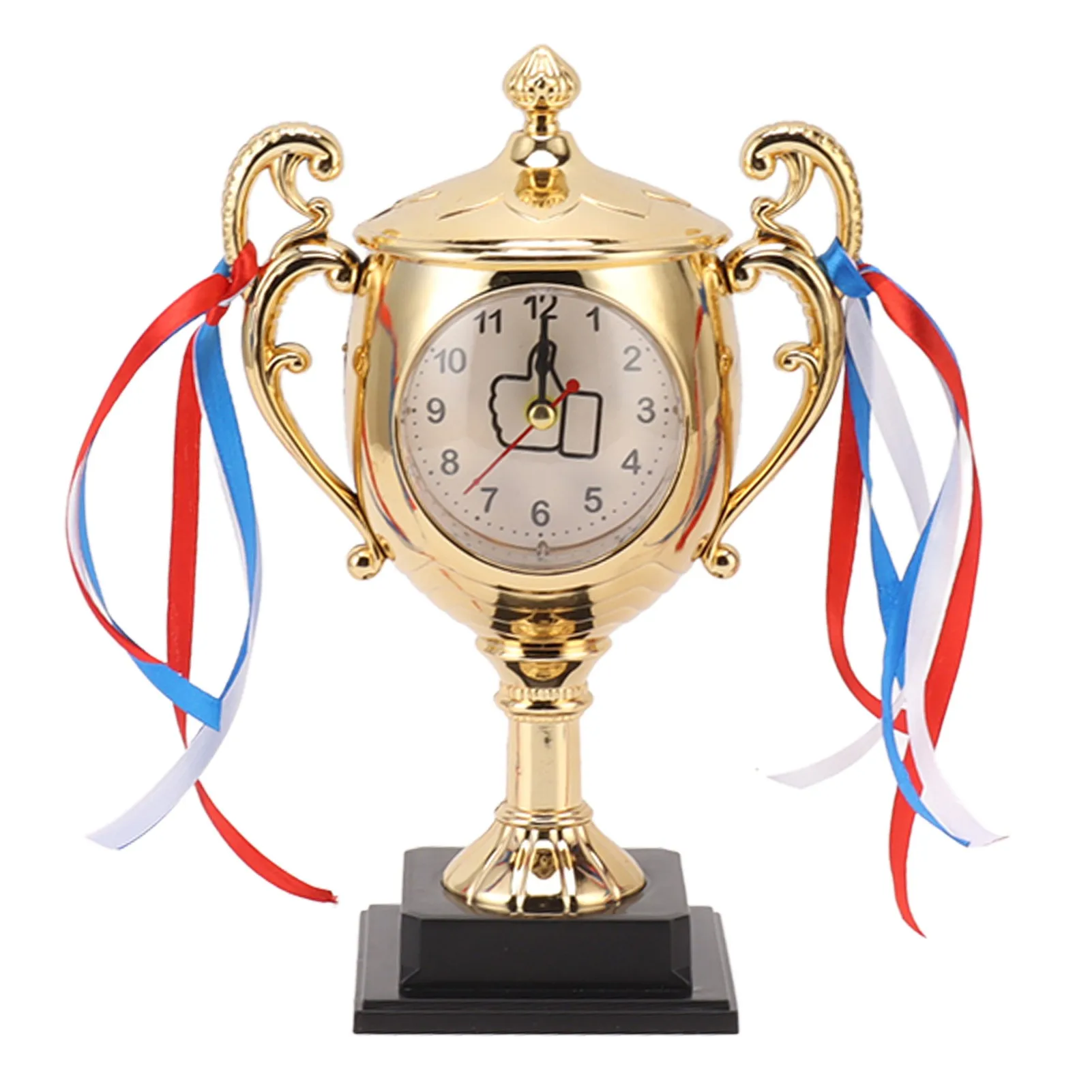 Retro Clock Lifelike Trophy Model Decorative Small Desktop Alarm Clock for Dormitory Bedroom Living Room Gold