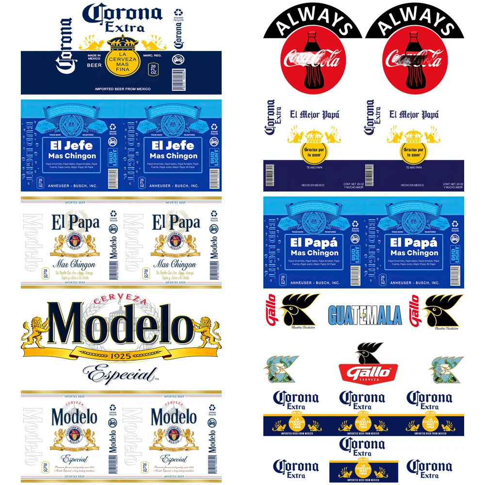 

Adult beverages Series easy peel waterproof DIY Decals 3D transfers uvdtf stickers 16oz uv dtf cup wraps for Libbey Glasses