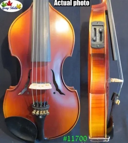 

Solid wood Baroque style brown color 5 strings electric violin 4/4 +Acoustic violin #11700