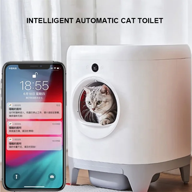 Safe and stable cat cleaning product intelligent automatic cat toilet smart cat litter box with OLED display screen