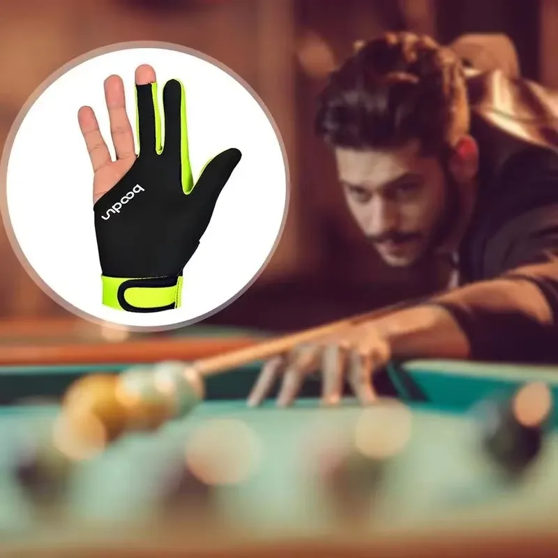 1 Pc Left Billiards Glove 3 Finger Pool Glove Ultra Silky Breathable Anti Slip Elastic 3 Finger Double Stitched Billiard Gloves