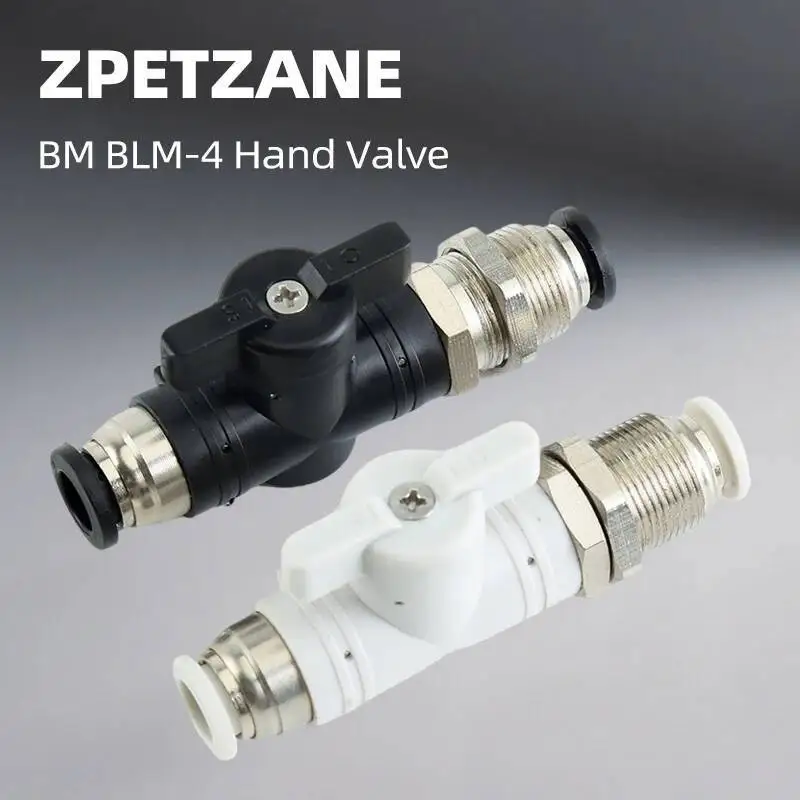 BM BLM-4 อุปกรณ์นิวเมติกวาล์วมือไดอะแฟรมผ่านแผ่น Splint Quick Plug Air ท่อเชื่อมต่อสวิทช์ด้วยตนเอง