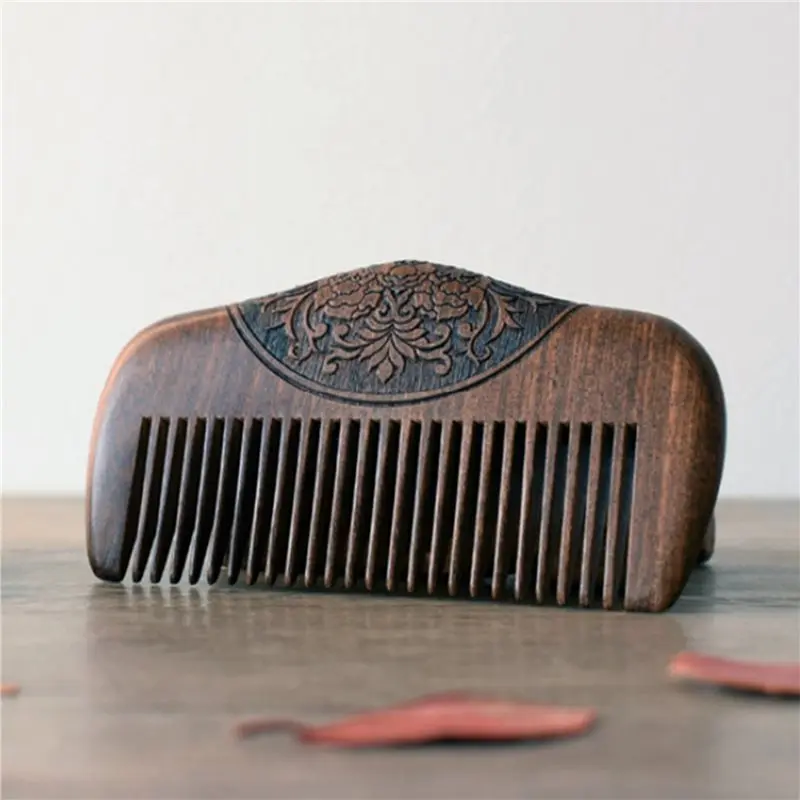 ABCA-20X Pocket Comb Sandalwood Green Natural Super Narrow Dent Wood Combs Static Lice Beard Comb Hairstyle Sandalwood Comb