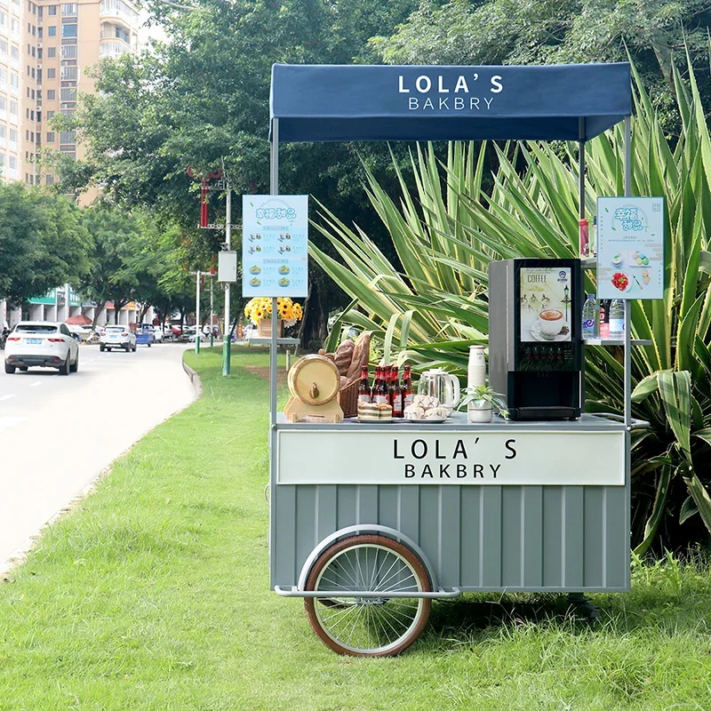 

Street Mobile Coffee Bubble Tea Kiosk New Design Cargo Bike Coffee Bike 3 Wheel Coffee Bike