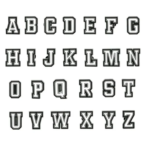 Imagen 2 del producto Dijes de zapatos con letras A B C para Crocs, sandalias, alfileres de zuecos, accesorios de decoración de zapatos, insignias para hombres, niñas y niños