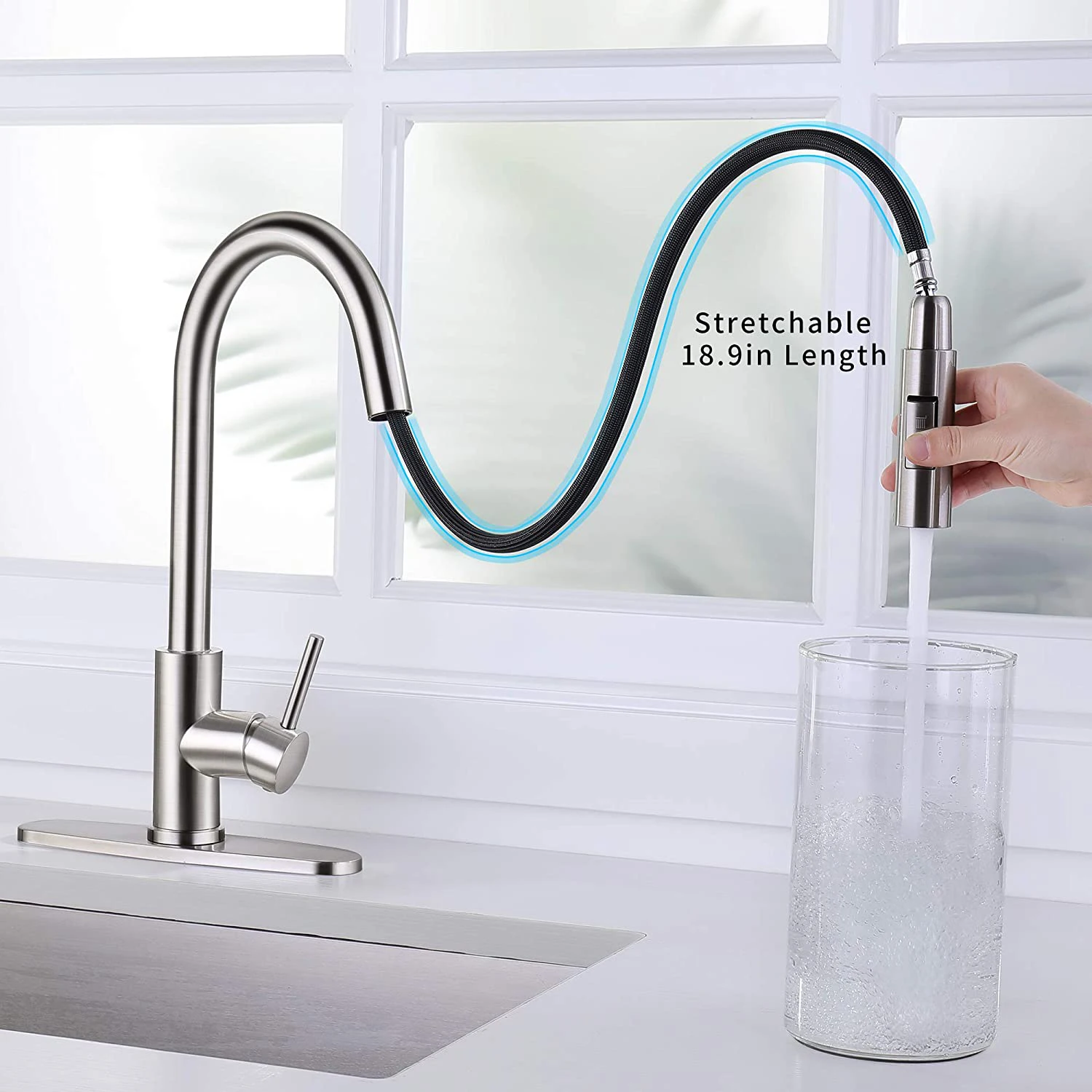 Touchless Kitchen Faucets with Pull Down Sprayer Stainless Steel Kitchen Sink Faucet Hot Cold Smart Sensor Touch Kitchen Faucet