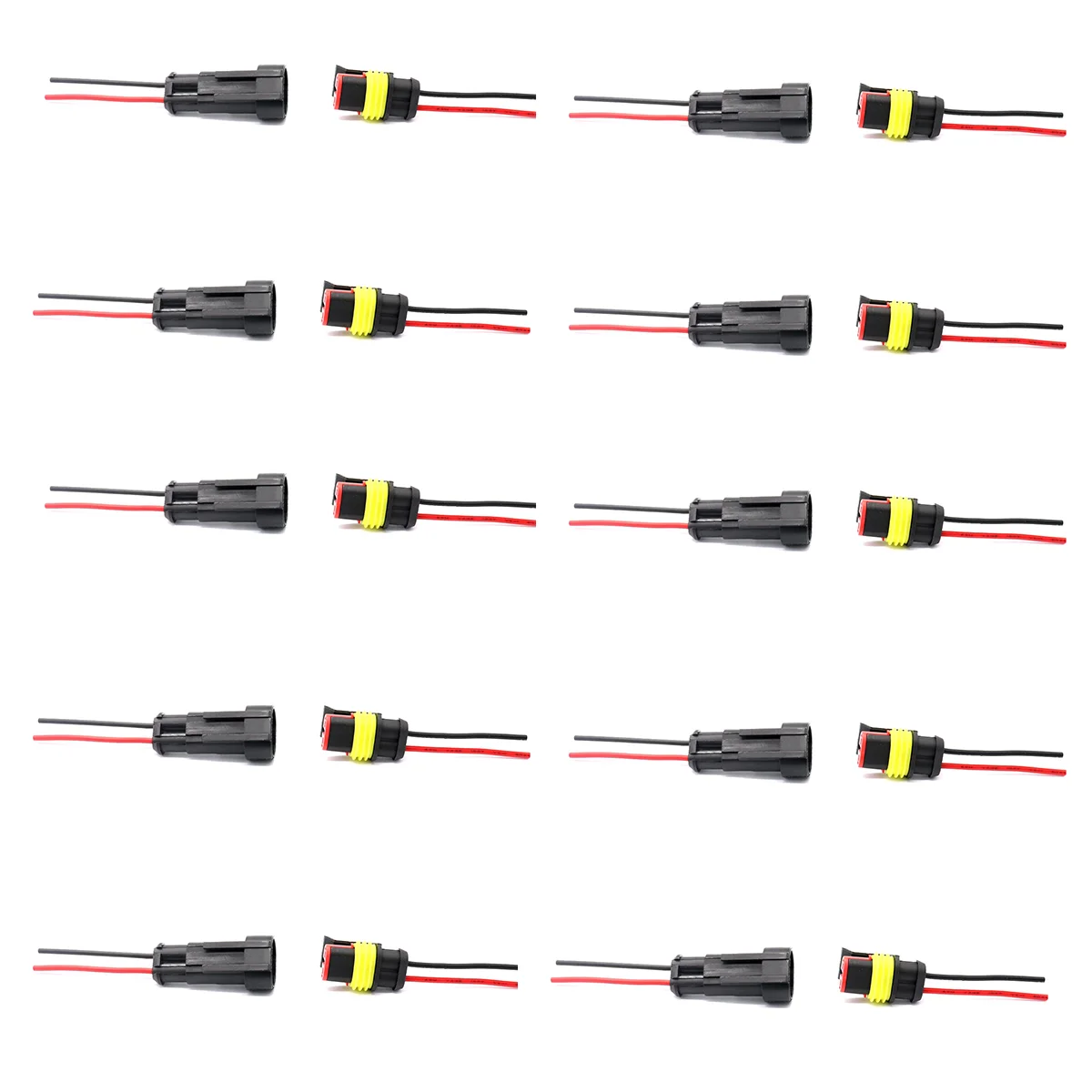 

10 Pairs 2-Pin IP67 Waterproof Electrical Wire Terminal Connectors Plugs with Wires Kits for Motorcycles