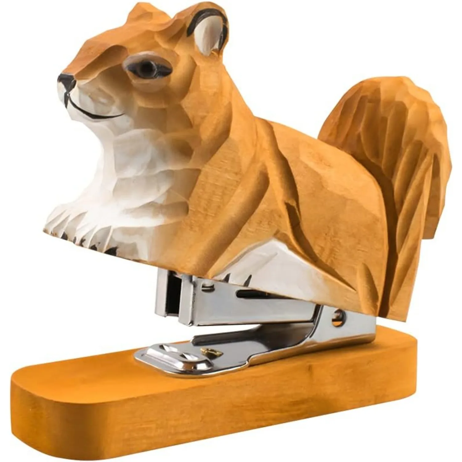 Wooden Animal Stapler, Desktop Stitcher Art Figurine Statue Sculpture for School Office Stationery (Squirrel)