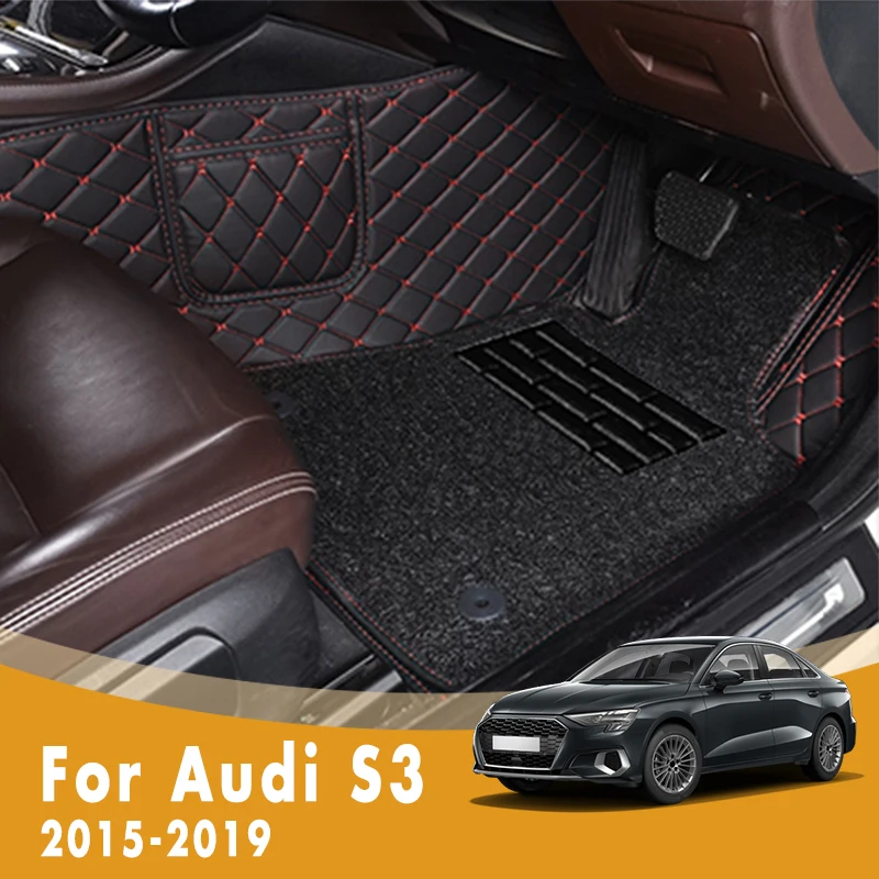 

RHD Luxury Double Layer Wire Loop Carpets Car Floor Mats For Audi S3 2019 2018 2017 2016 2015 Decoration Styling Accessories