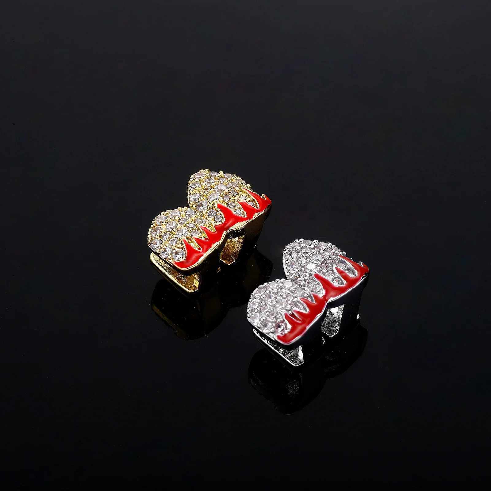 Halloween Individual Rapper Teeth Grills Shiny Rhinestones Tooth Grillz Cap Body Jewelry for Stage Perfomance Accessory