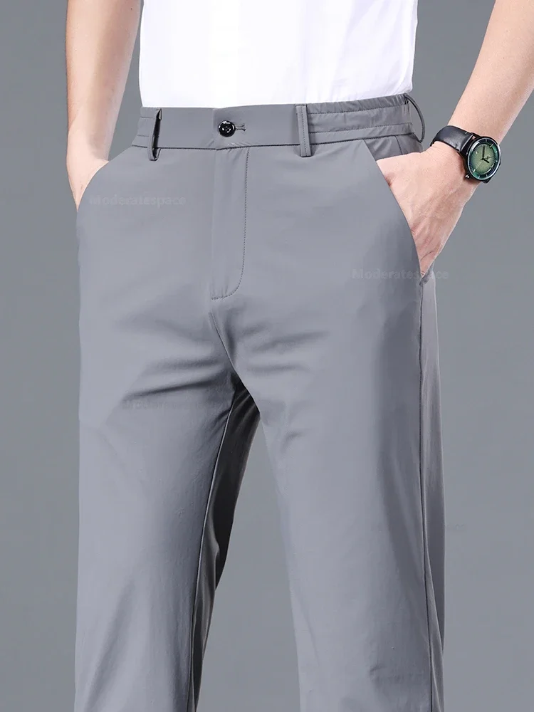 2026 Neue Sommer Ultra-dünne Freizeithose für Herren Hochelastische Schnelltrocknende Eisseide Gerade Business Formelle Freizeithose