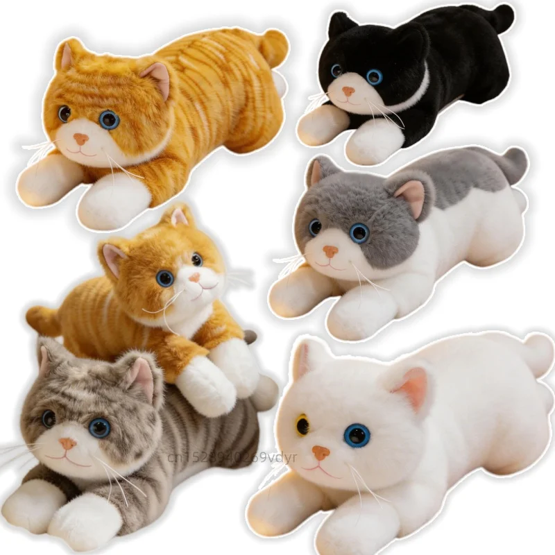 45/55cm Simulation Cat Plush Toys Soft Stuffed 6 Colour Kitten Model Fake Cat Realist Animals Kids Girls Valentine's Day Gifts