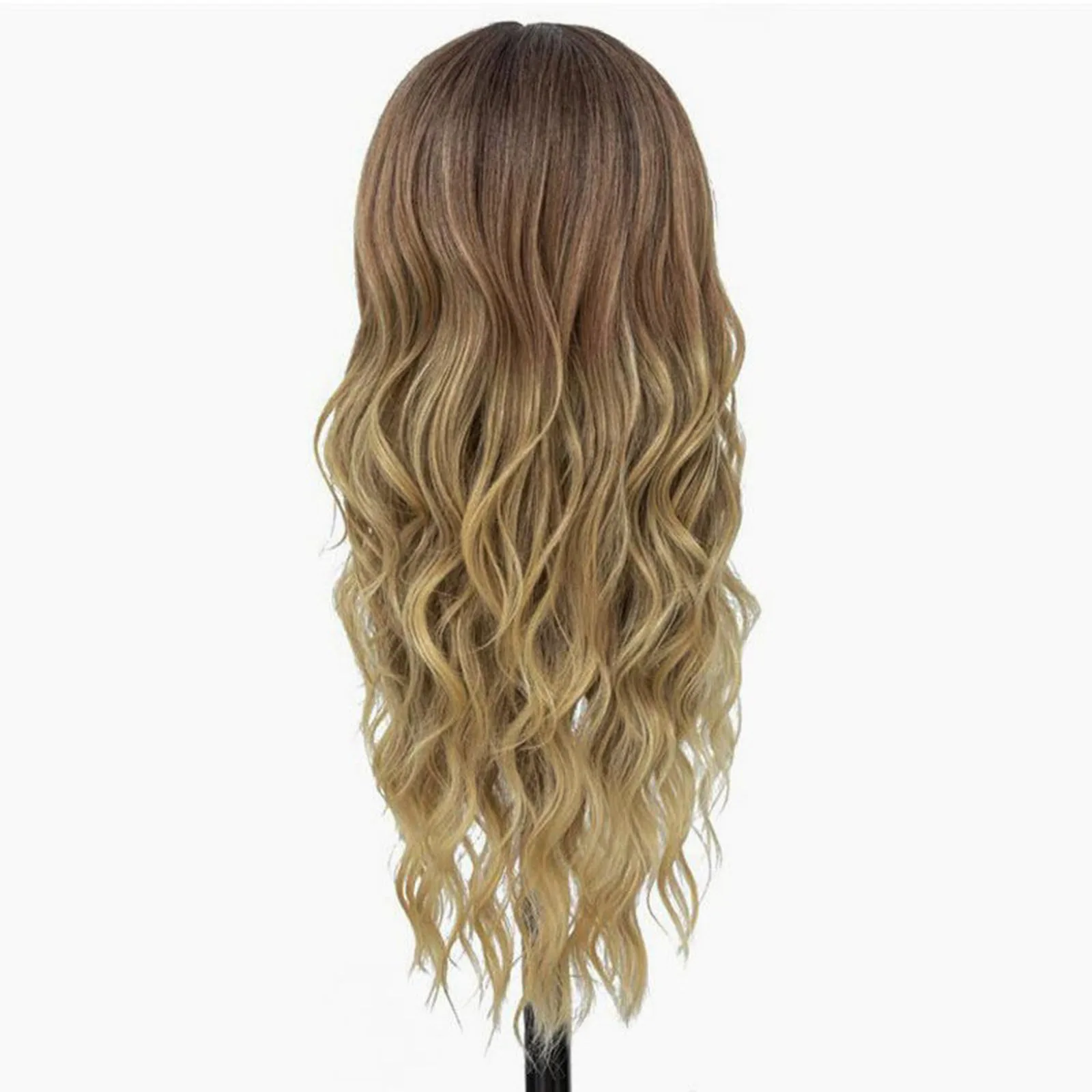 Cross-border Synthetic Gradient Golden Long Curly Hair Wig Female Small Lace Wig Chemical Fiber Headgear Lace Wigs Wholesale