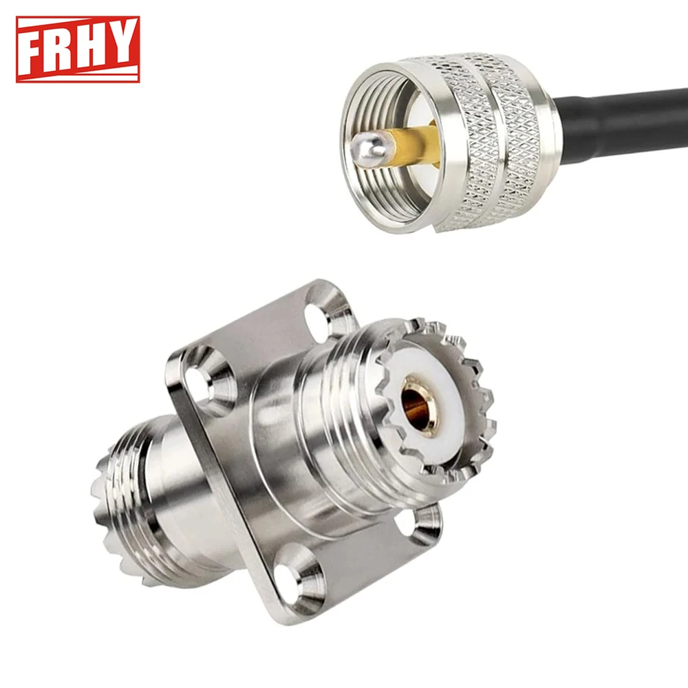 UHF Female 4Hole Flange Panel Connector SO239 PL259 RF Coax Adapter Durable Chassis Mount for Ham Radio Antenna