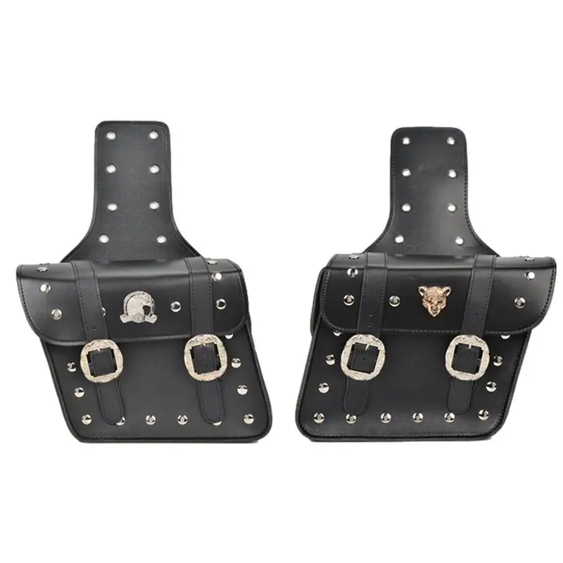 

Motorcycle Bag Leather Tail Luggage Bag Adjustable Side Bag Large Capacity Waterproof Bag with Throw Over Design for Bike