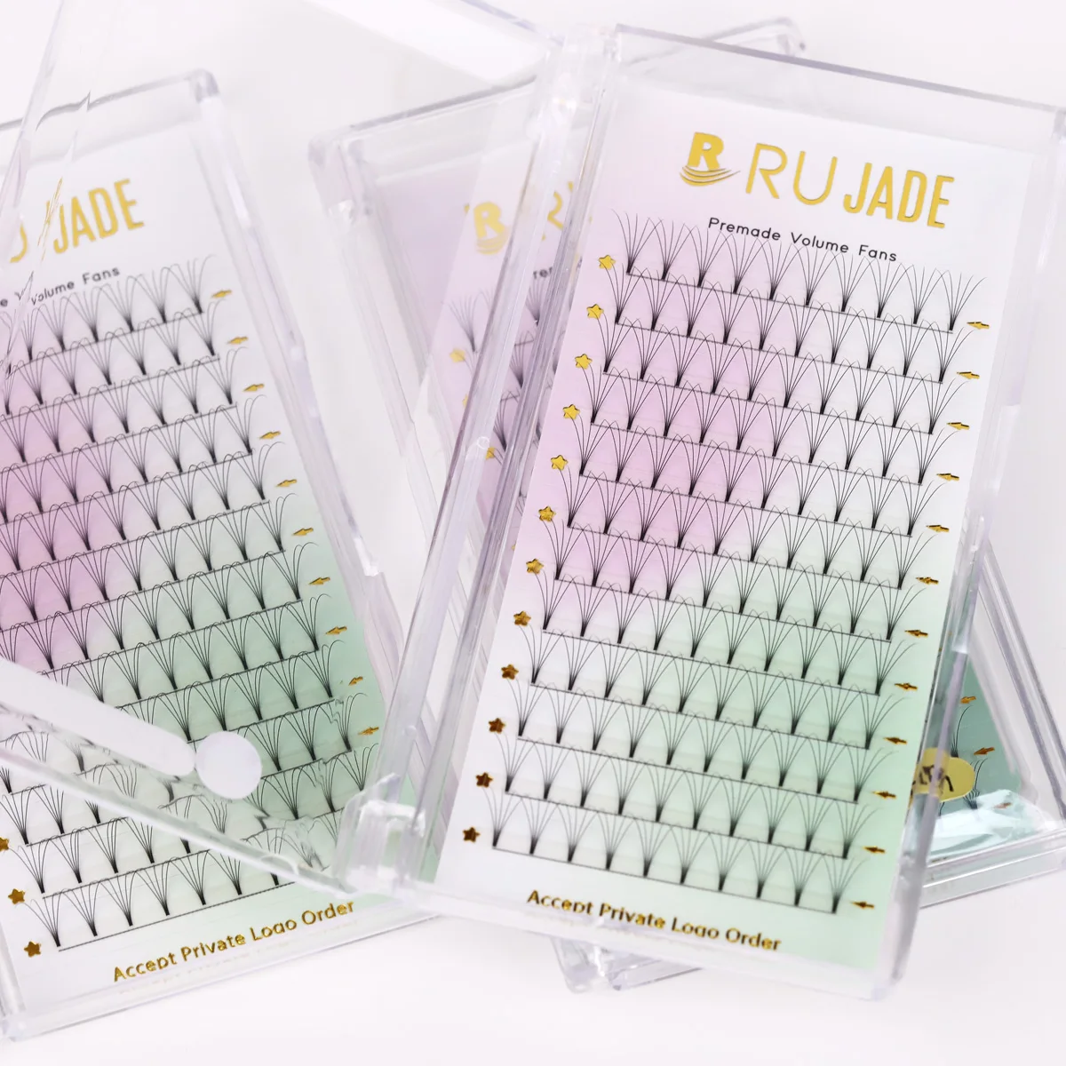 RUJADE-extensiones de pestañas con tallo corto/largo, 3D, 4D, 5D, 6D, prefabricado, volumen ruso, 0,07 0,10 C/D, rizo, suministros de pestañas de visón sintético