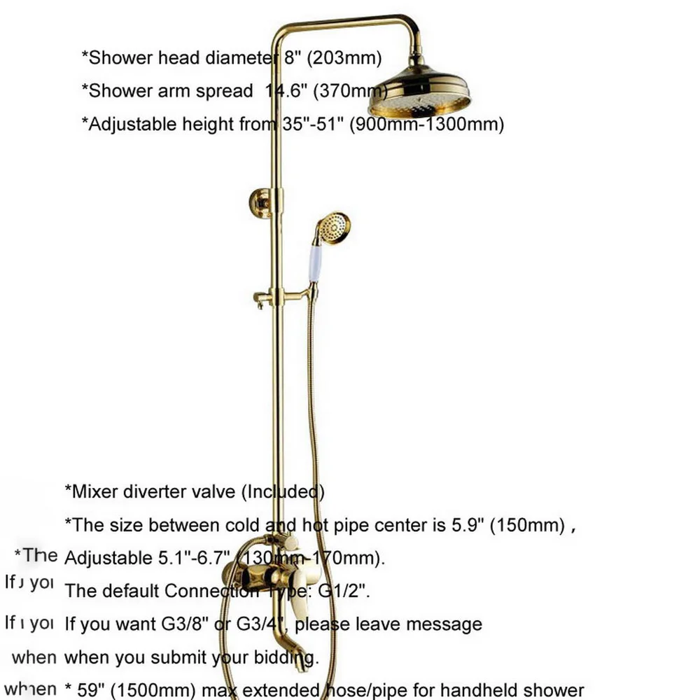 Golden Shower Set Faucet Single Handle 8