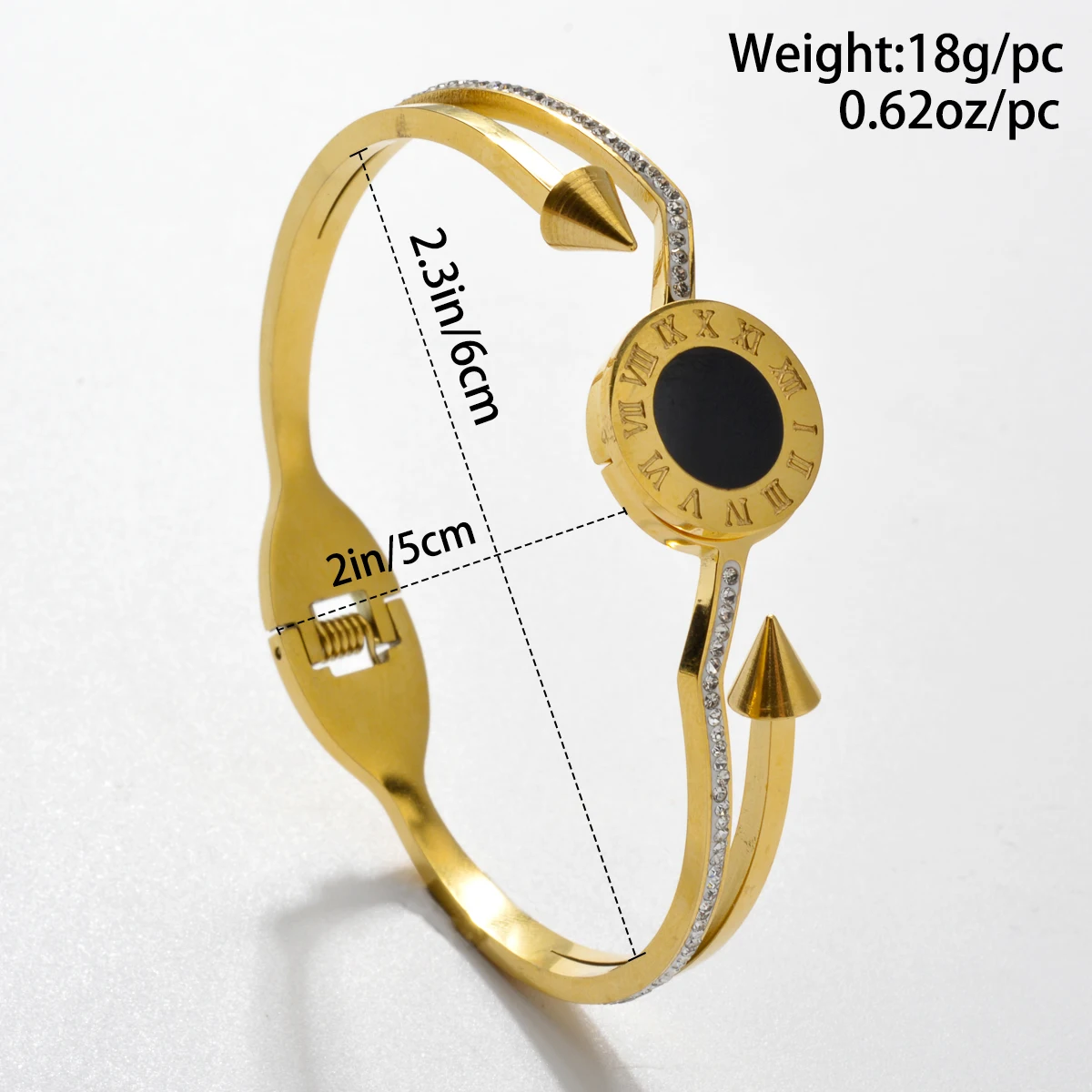 Roman Numerals Bangle for Women Men Stainless Steel Bracelet Gold Plated Silver Color Black Enamel Bangles Party Jewelry Gift