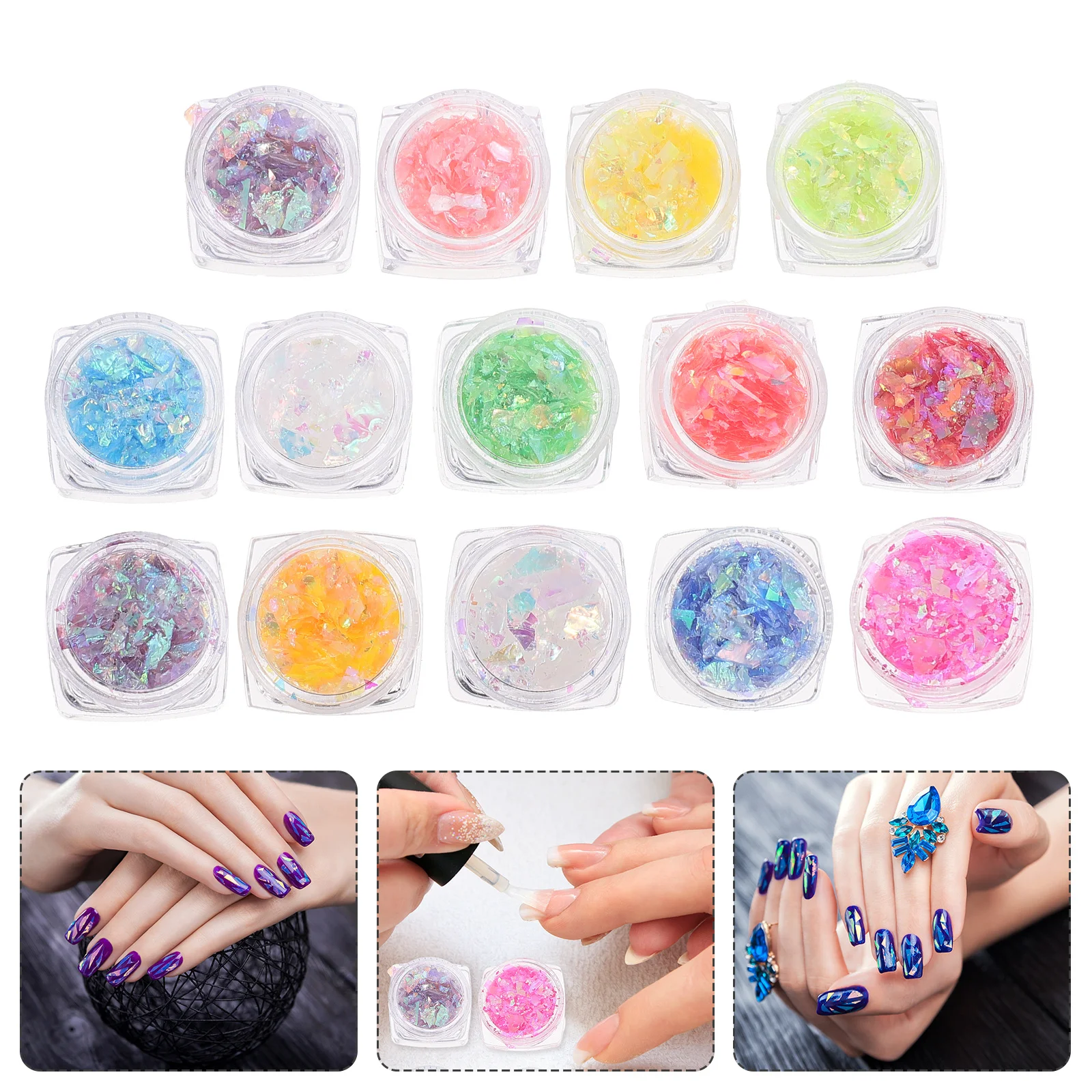 14 ボックス光沢のあるステッカー芸術的なネイルデコレーション Diy マニキュア用品ファッショナブルなネイルアートアクセサリースパンコールツール