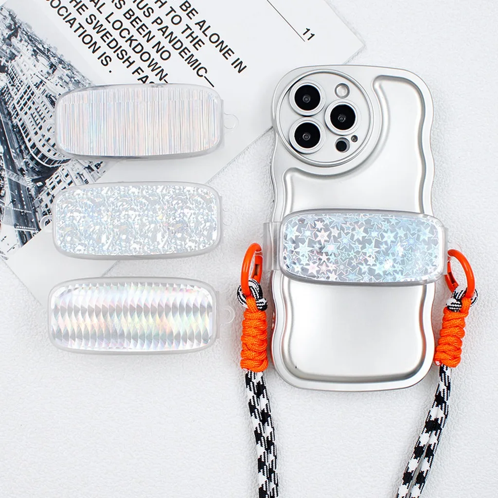 

Holographic Epoxy Phone Clip Reliable Phone Grip Stand Universal Phone Holder Foldable For Outdoor Carrying Hands-Free Traveling