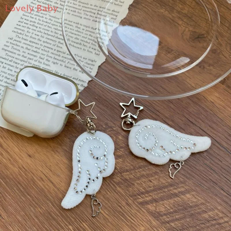 INS نمط الرجعية النسيج ستار سلسلة الجناح قلادة المفاتيح Y2K الملاك سلسلة هواتف المحمول حلية اكسسوارات الديكور الهدايا #6