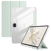 Para Honor Pad 9 funda con portalápices de tres pliegues de cuero PU cubierta trasera dura transparente para Honor Pad 9 funda de 12,1 pulgadas HEY2-W09/W19