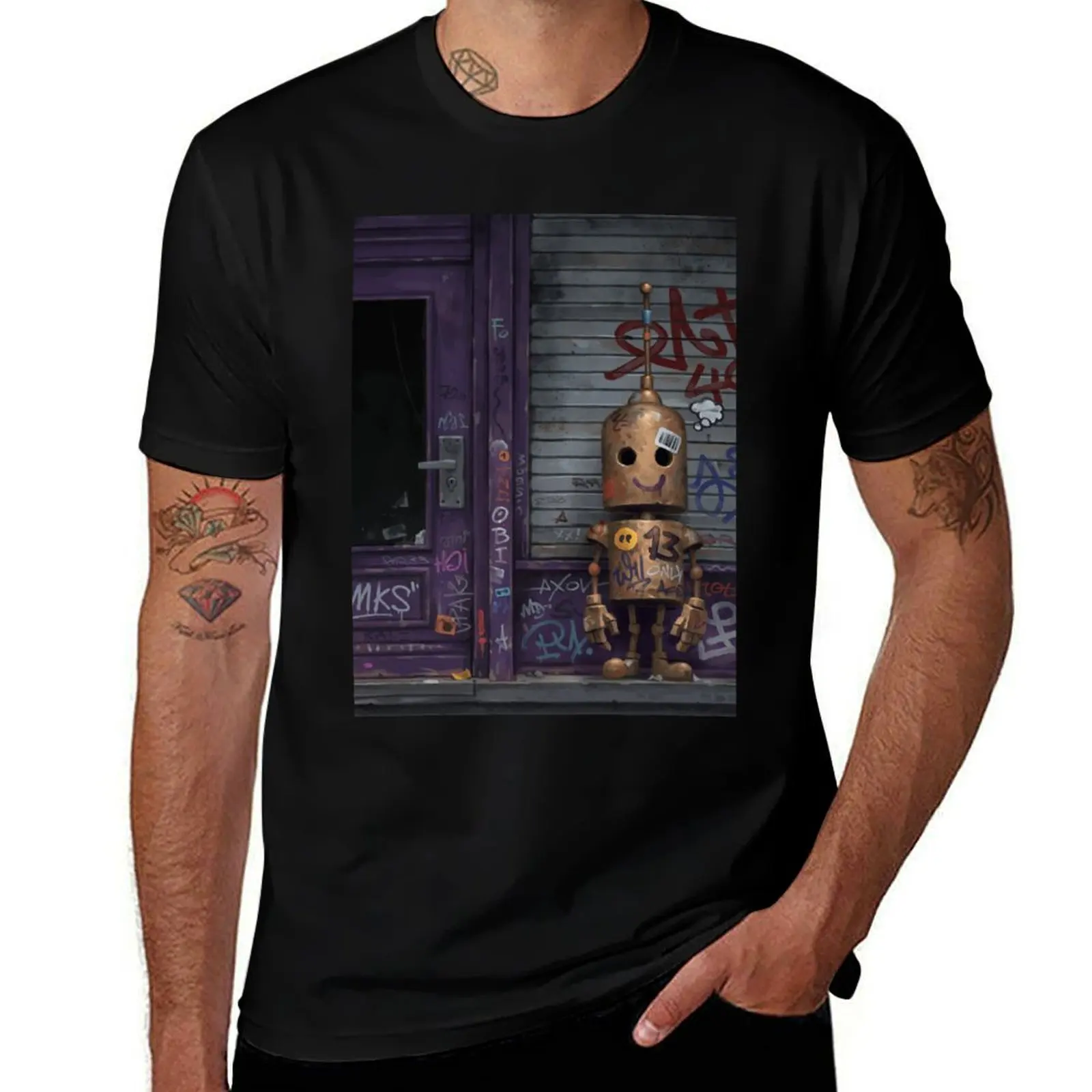 T-shirt Empathy avec imprimé simple en ligne de style art déco