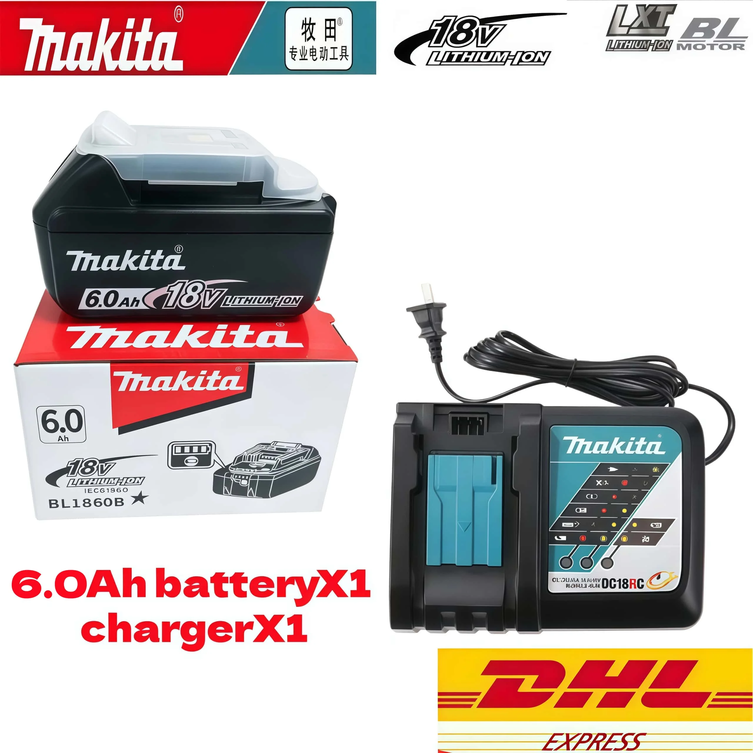 Genuine 6AH Makita BL1860B 6Ah Battery Power Tools Li-ion Replacement LXT BL1850 BL1840 for 18V Screwdriver with BMS 18V Battery image 3