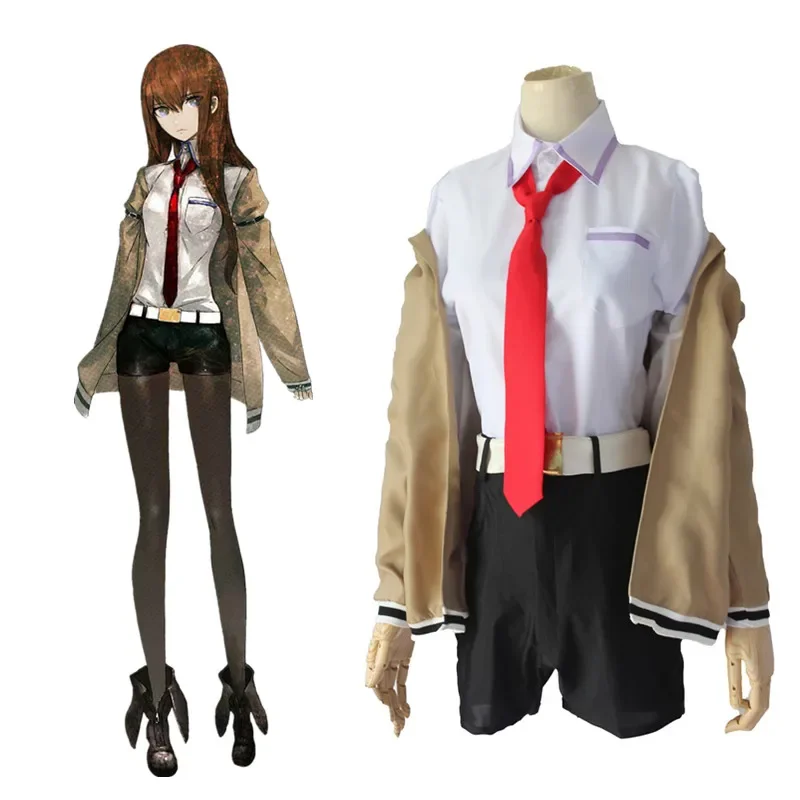 Cosztkhp kostum cosplay Gate, cosplay anime Jepang, jaket cosplay Kurisu, pakaian mantel seragam untuk pria wanita